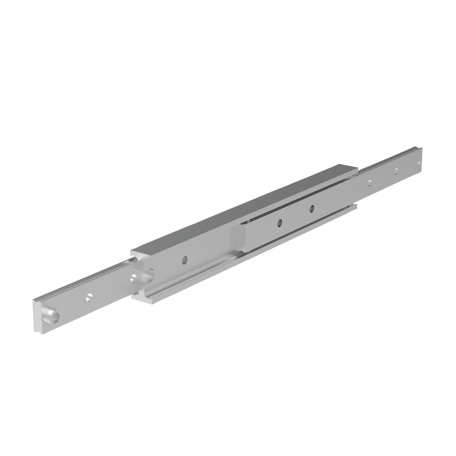 Aluminium Telescopic Slides Telescopic linear motion in lightweight, corrosion resistant aluminium (anodised). With steel ball bearings and cage for added hardness.