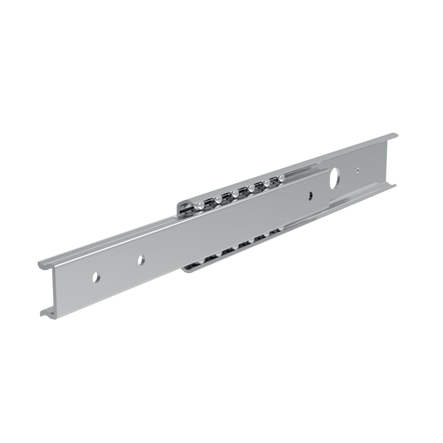 Semi-Telescopic Drawer Slides Galvanized steel drawer slides, loads up to 17.5Kg per pair. Hardened steel balls with plastic ball cage. Fix with M5 countersunk screws.