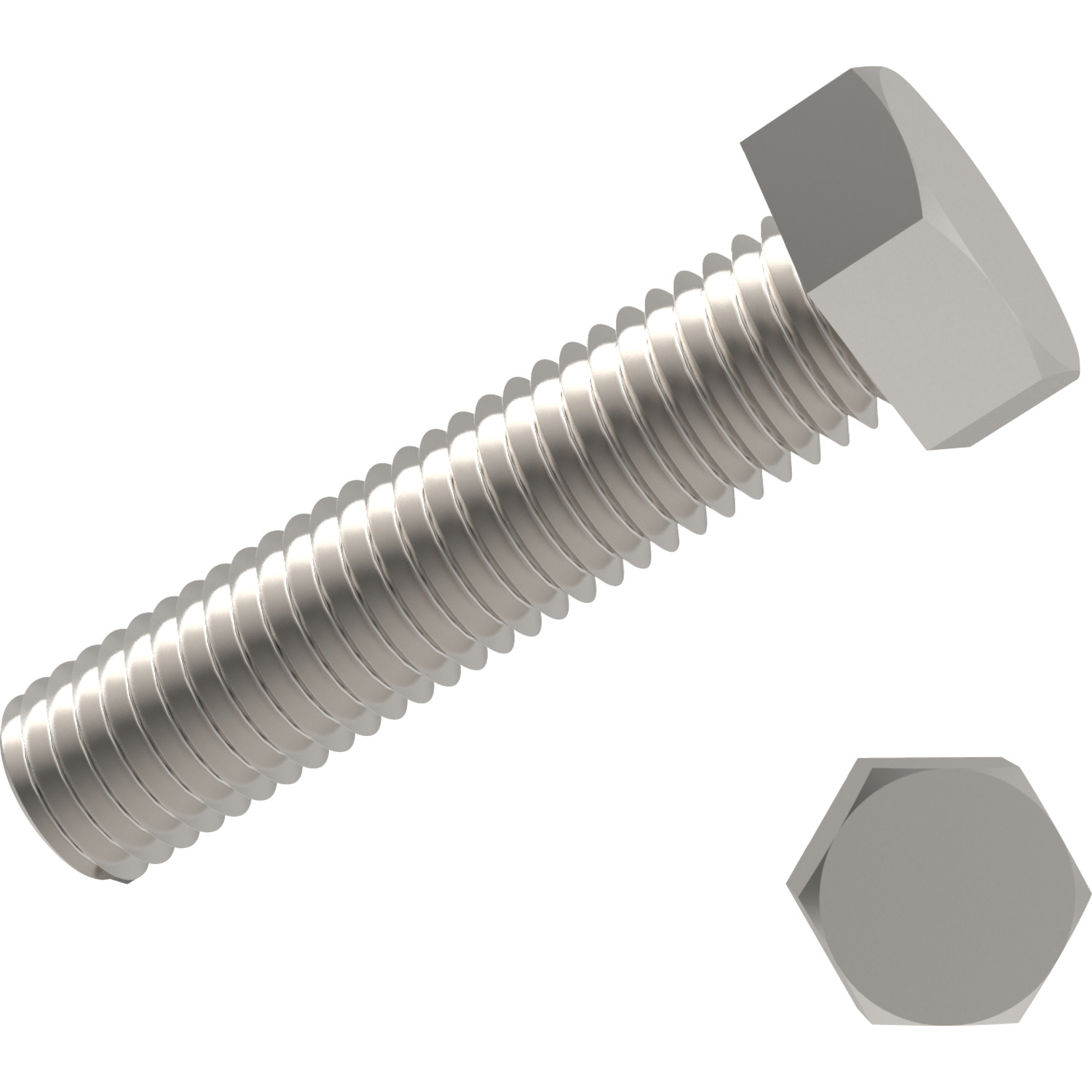 Hexagon Head Set Screws A2 stainless steel hexagon head set screws. Manufactured to DIN 933, ISO 4017. Sizes range from M2 to M36.
