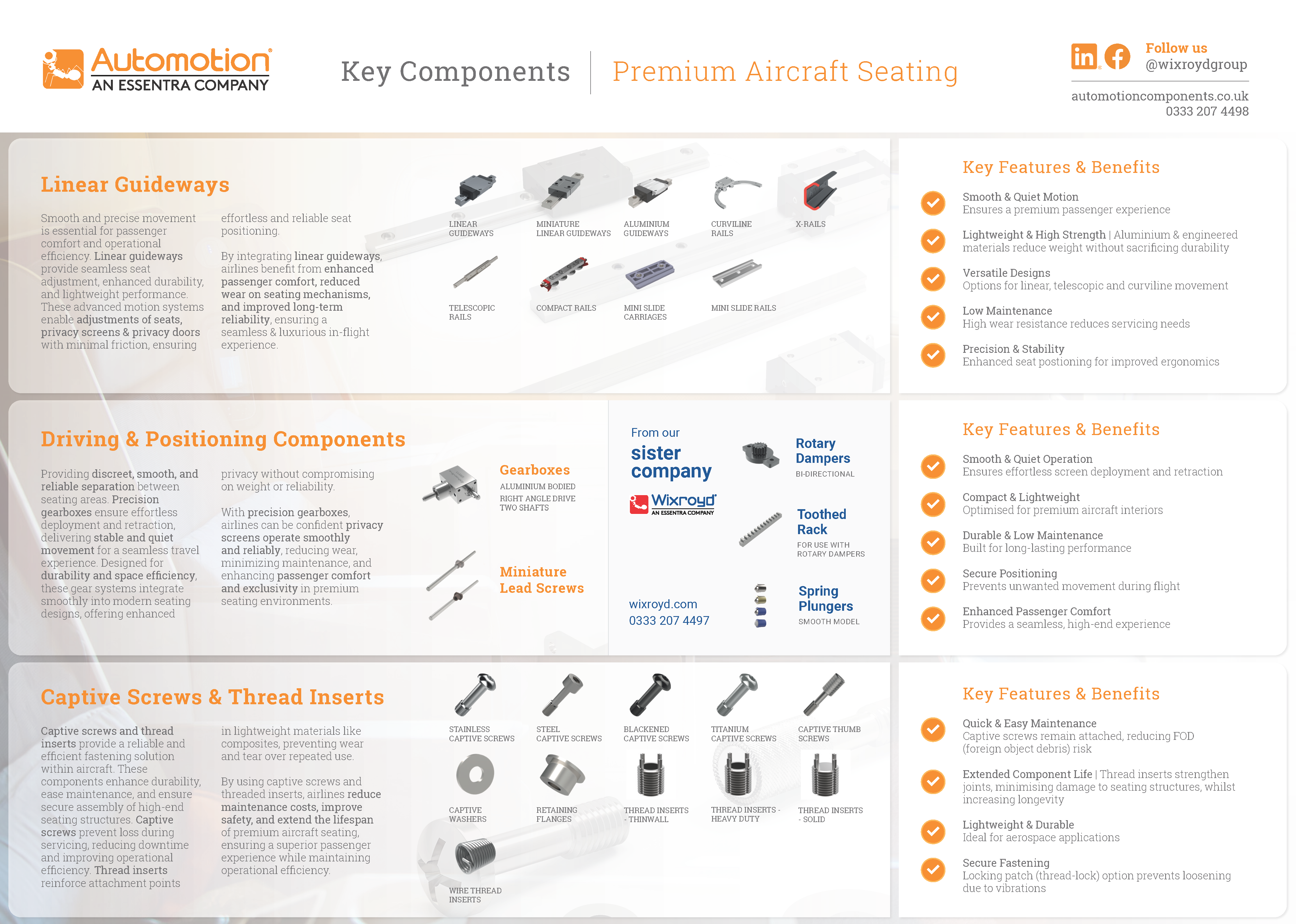 Informational PDF for precision engineering components for premium aircraft seating