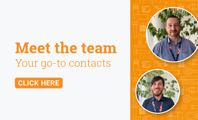 Text displaying 'Meet the team, your go-to contacts' with photos of 4 team members