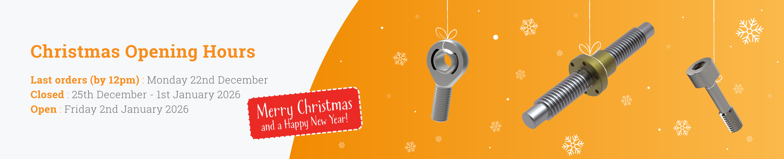 Christmas Opening Times banner