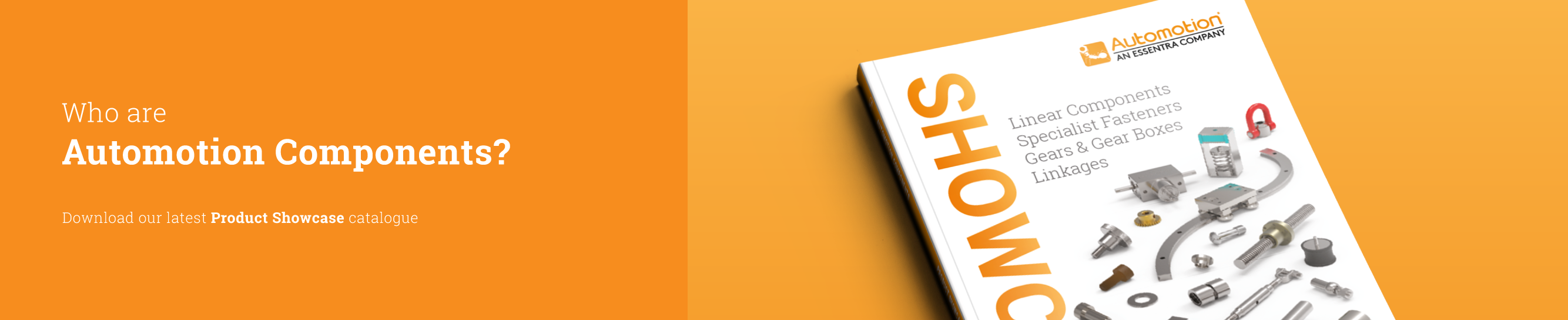 Text displaying 'Who are Automotion' with an image of the latest Automotion Showcase catalogue