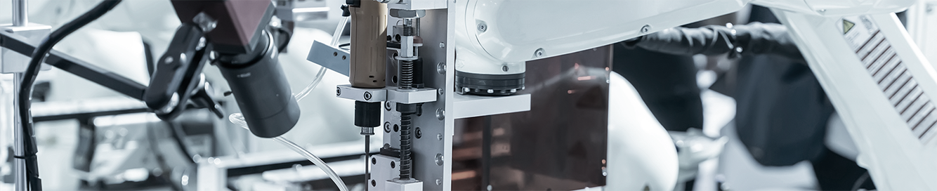 close up of a automated assembly machine