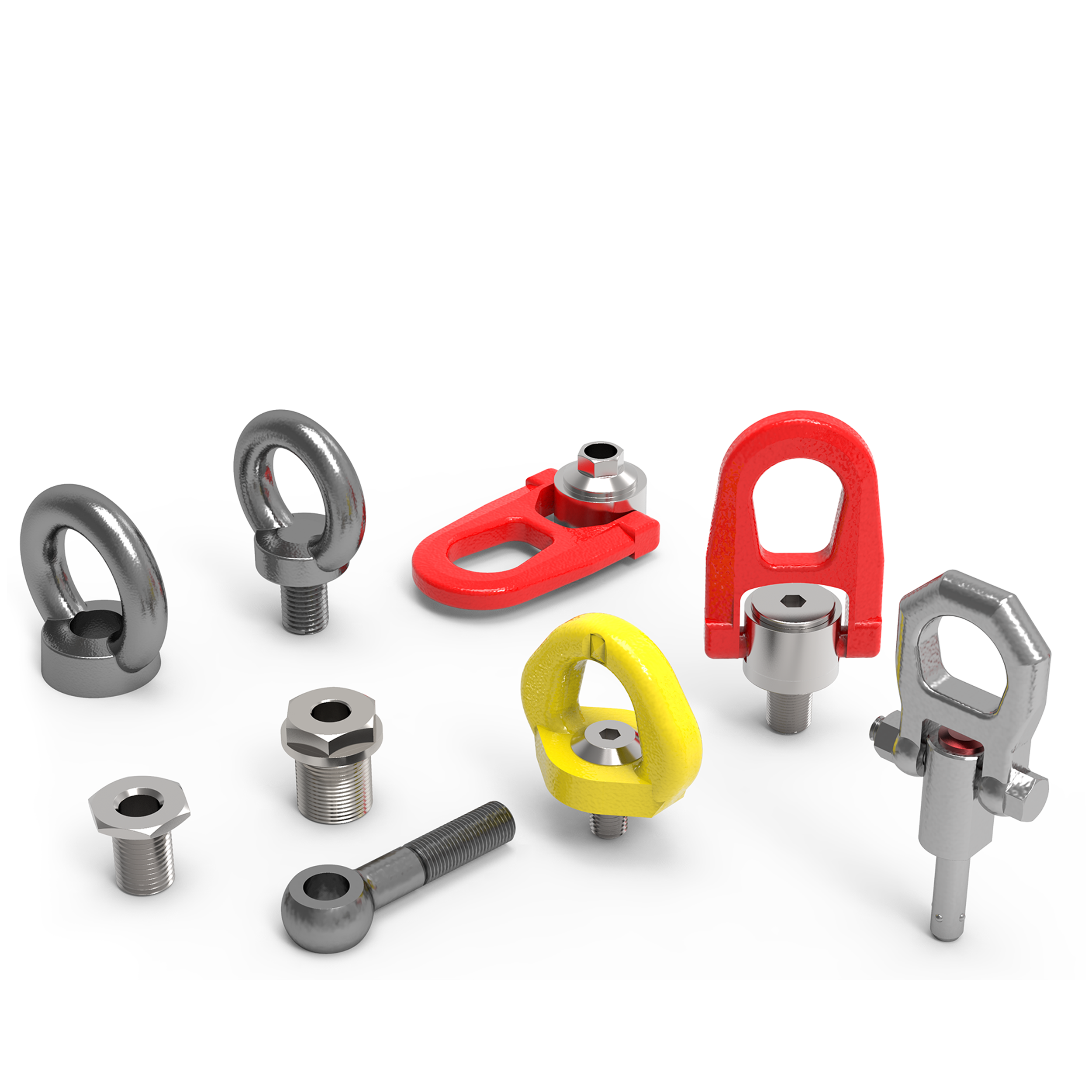selection of lifting pins, lifting bolts and swing bolts