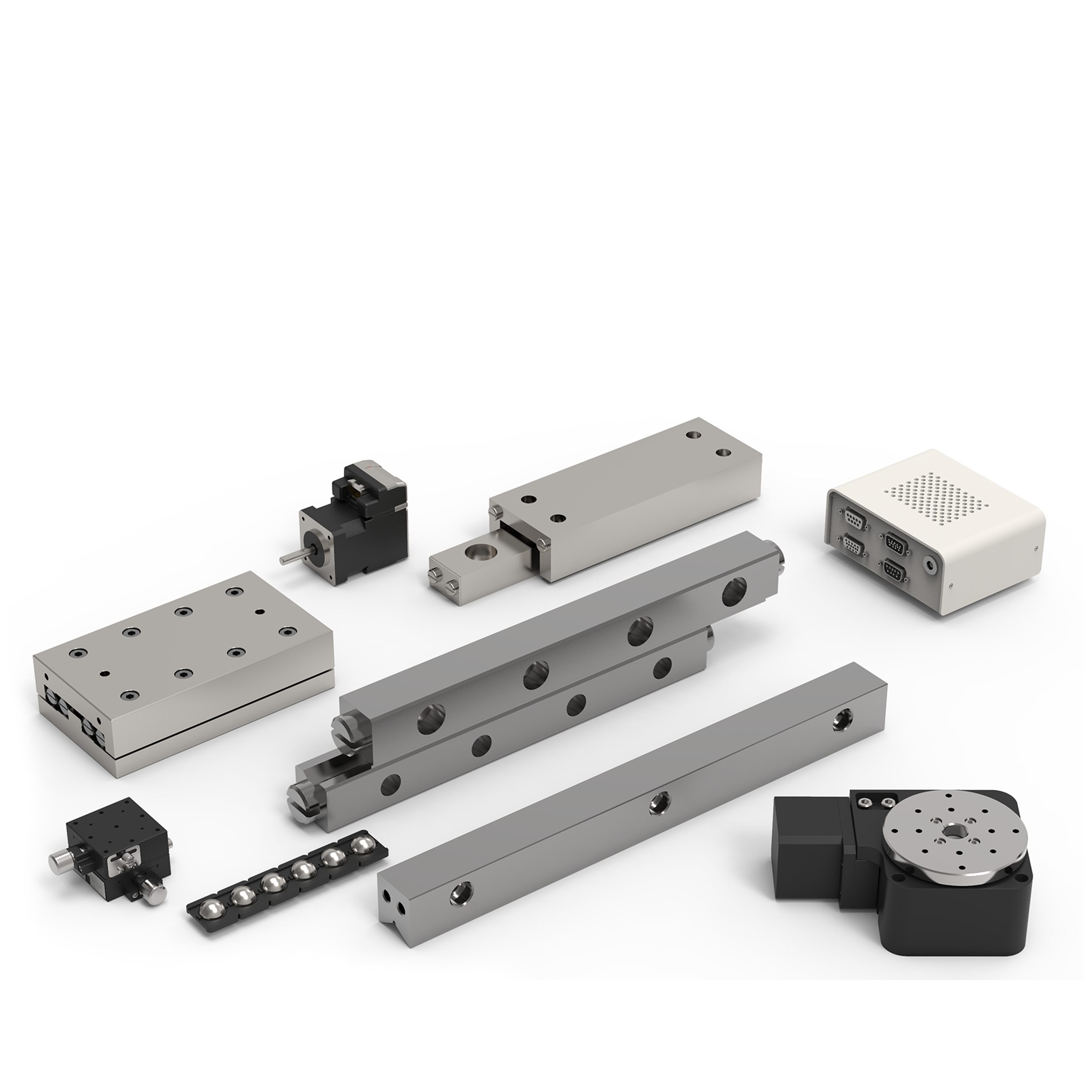 selection of linear tables, positioning stages and crossed roller sets
