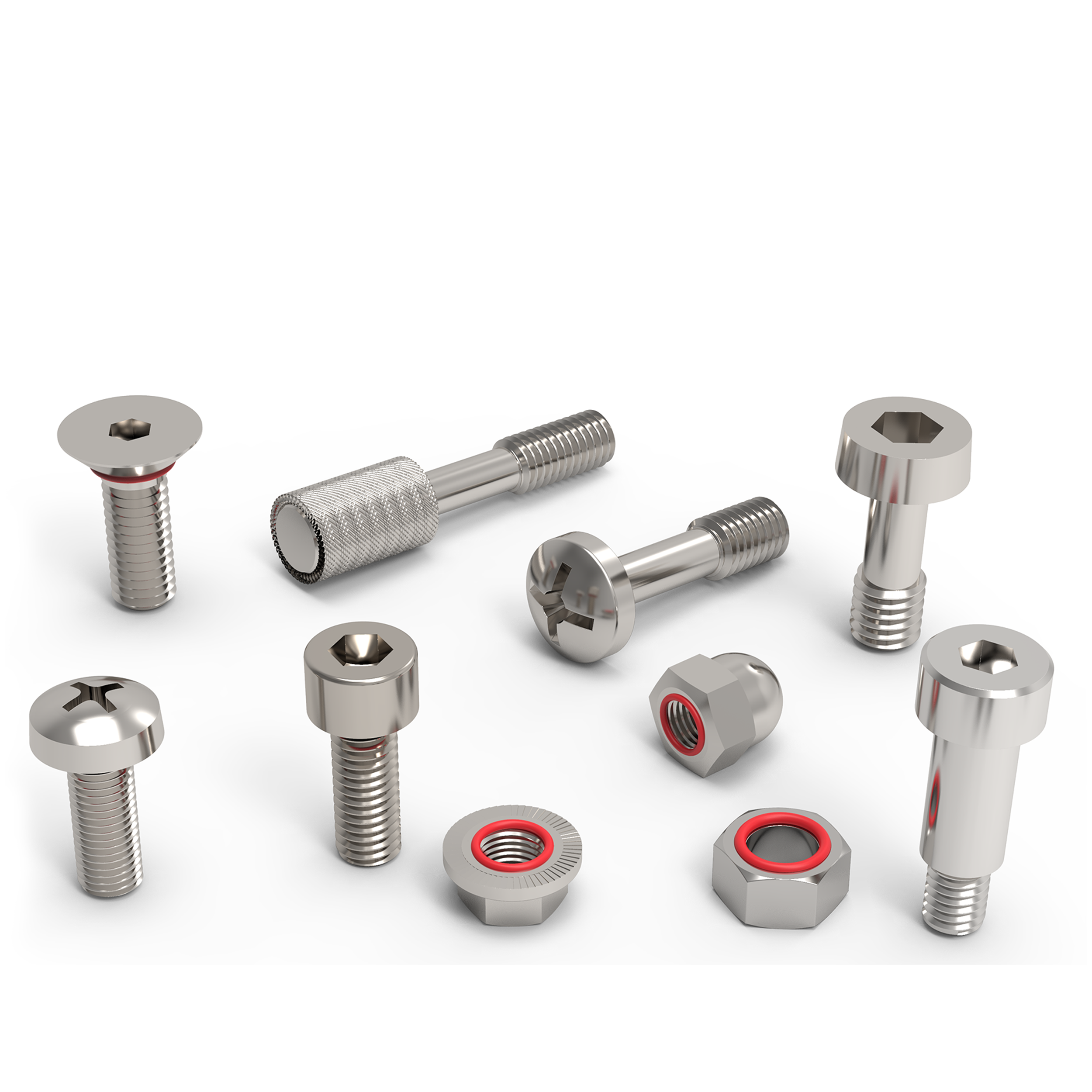selection of shoulder screws, captive crews and sealing screws