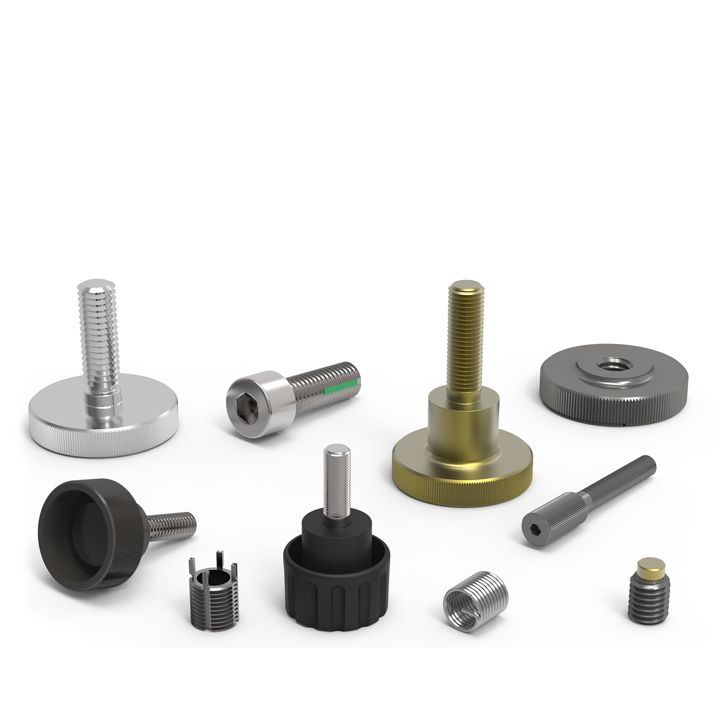 selection of shoulder screws, captive crews and sealing screws