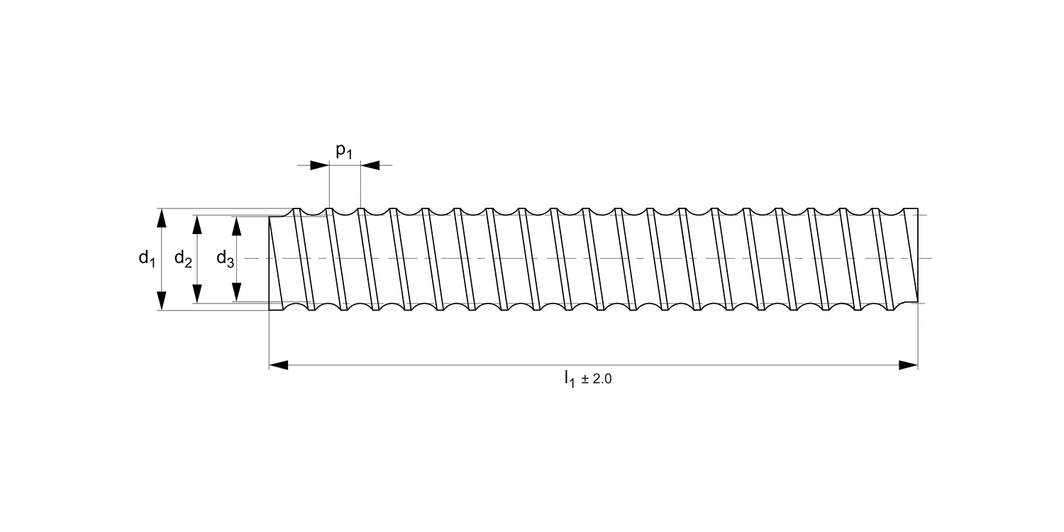L1377.25 Ø 25 Ball Screws - Anti Corrosion