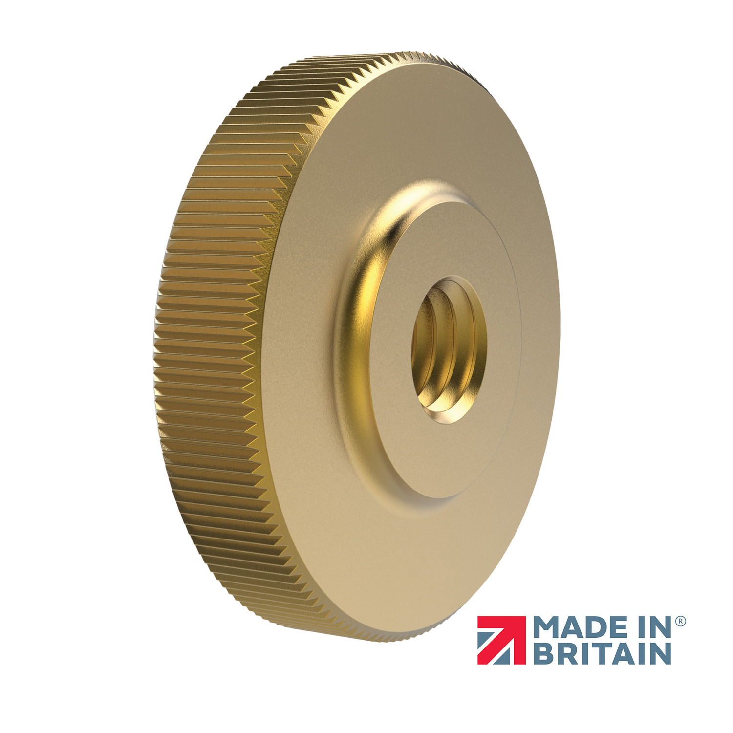 P0406.BR Brass Flat Knurled Nuts