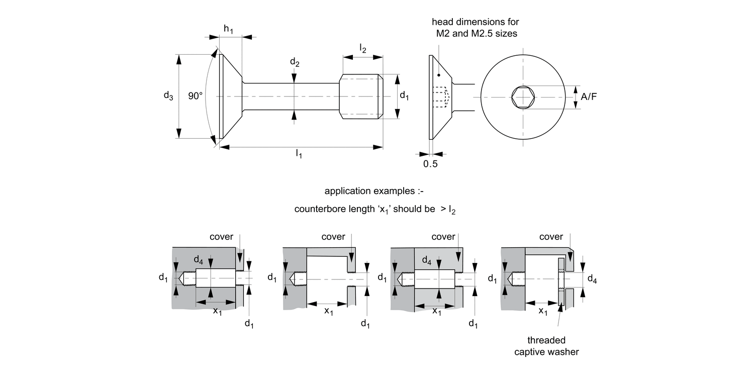 P0153.A2 Captive Screws - Countersunk