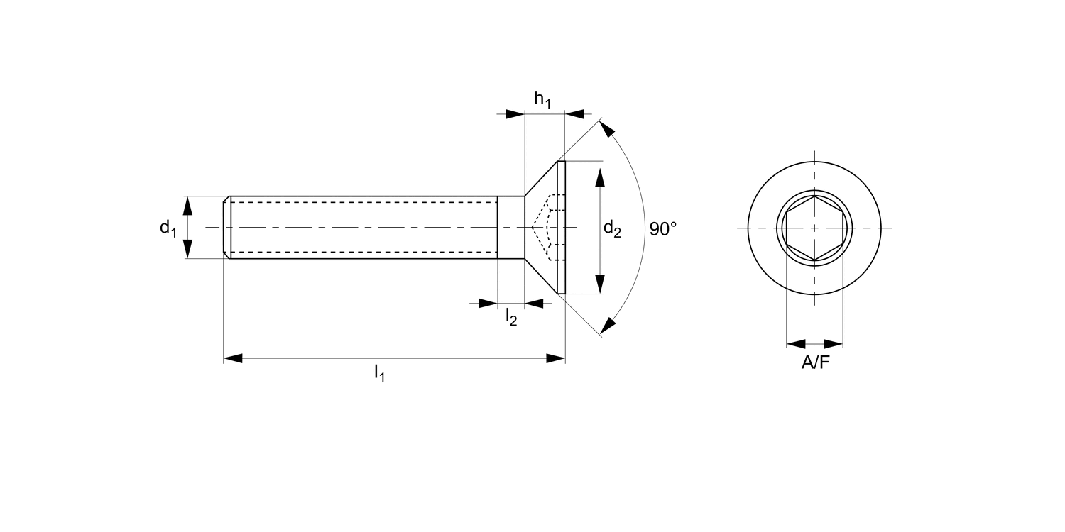 P0514.NP Countersunk Hexagon Head Screws