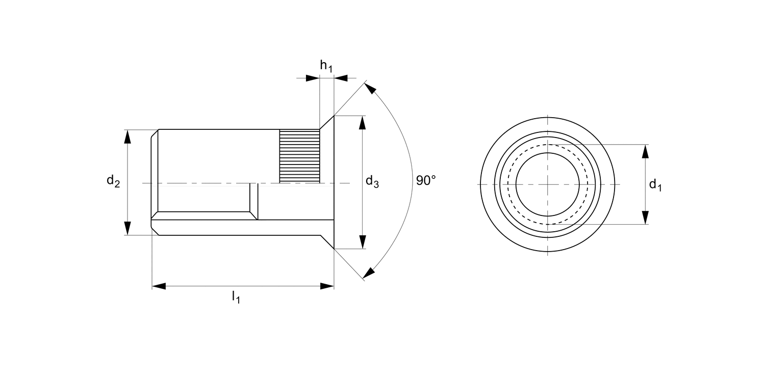 P0821.AL Countersunk Insert Nuts