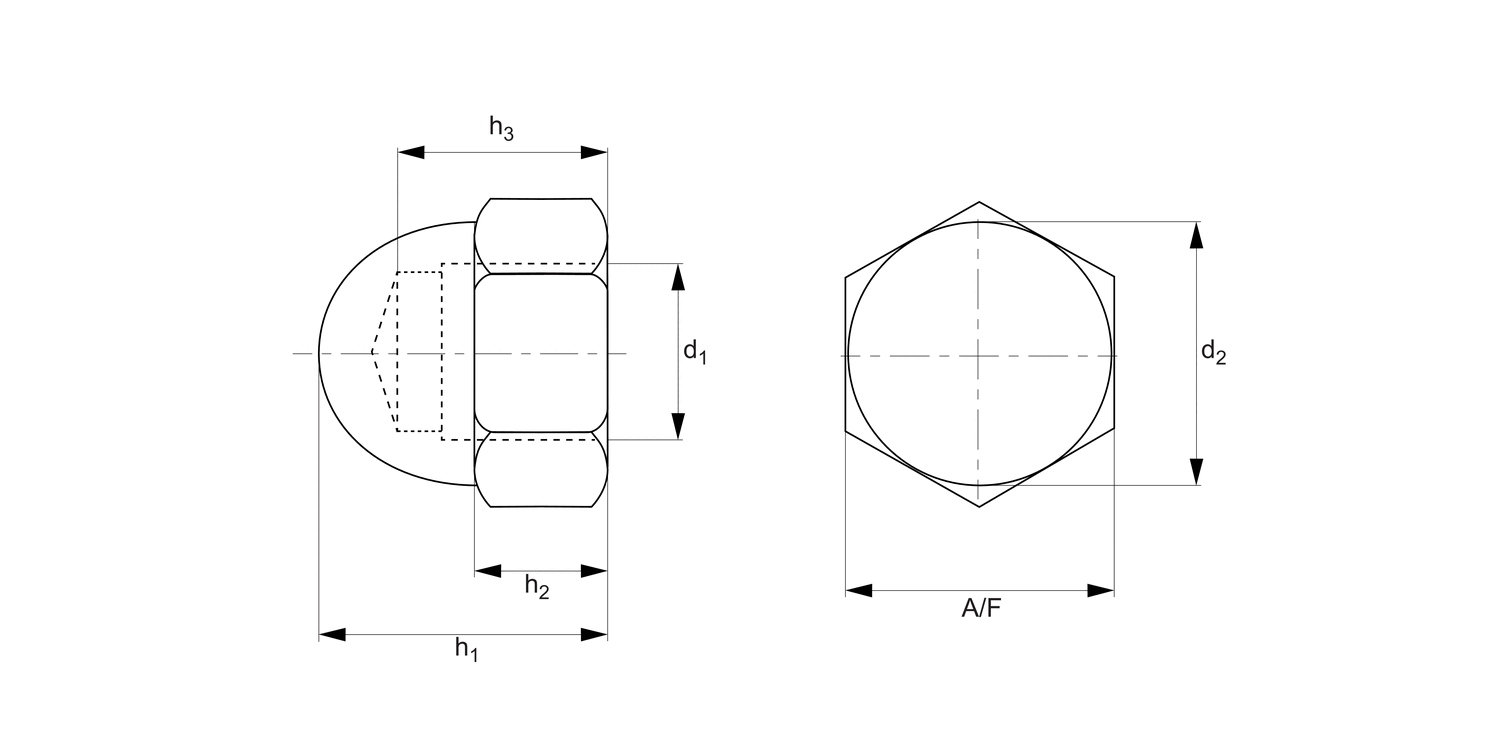 P0318.NL Hexagon Domed Cap Nuts