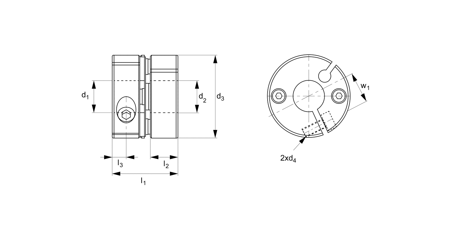 R3065 Double Disk Coupling - Aluminium