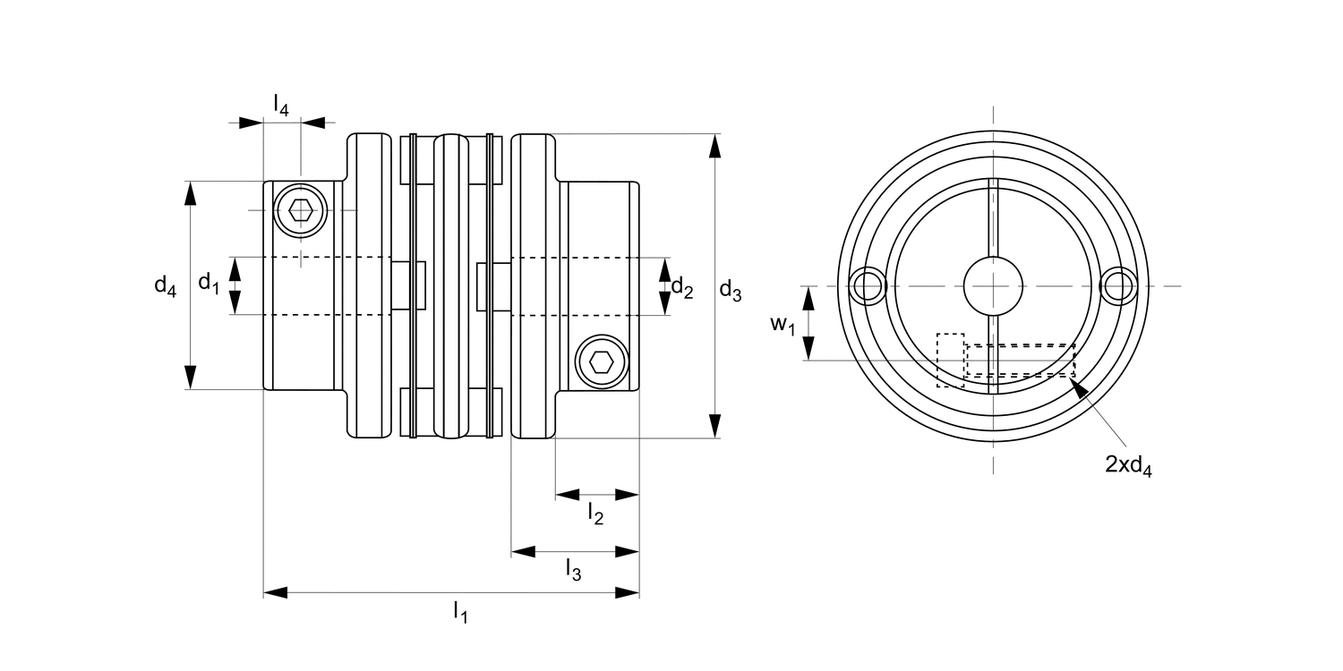 R3068 Double Disk Coupling - Aluminium