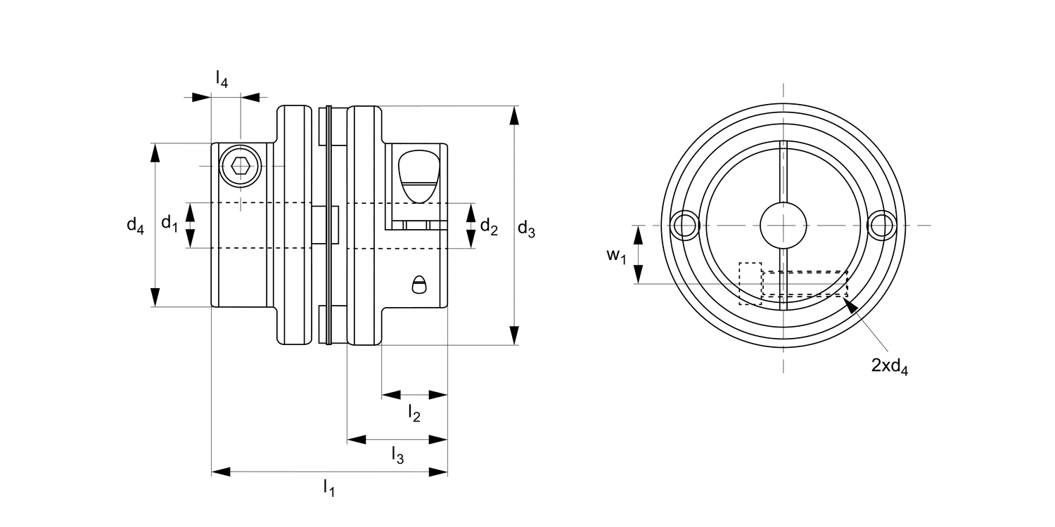 R3069 Double Disk Coupling - Aluminium