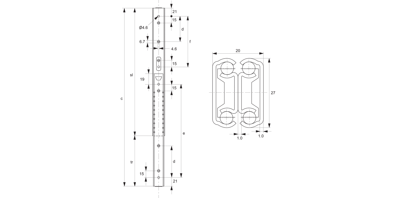 L2080 Drawer Slide - Full Extension