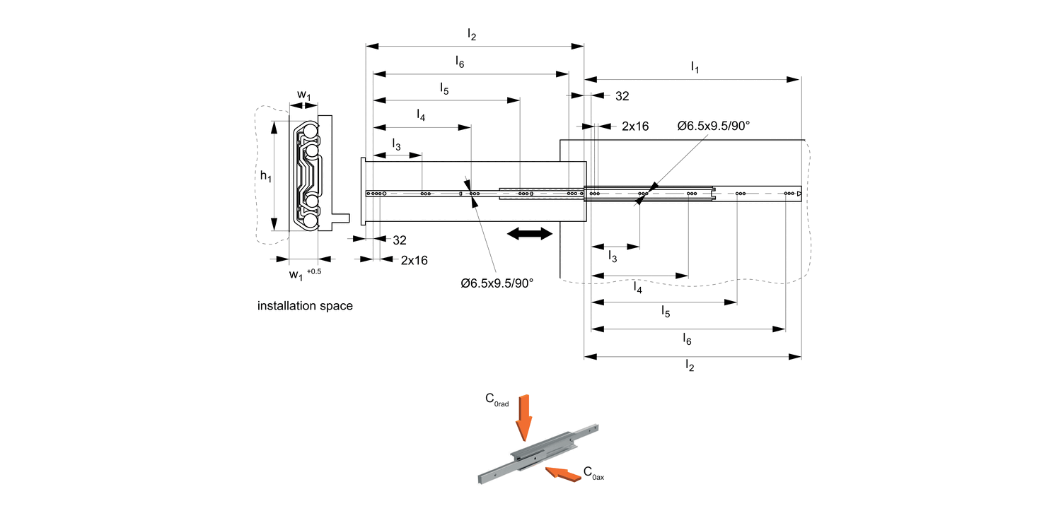 L2013 Fully Telescopic Drawer Slide