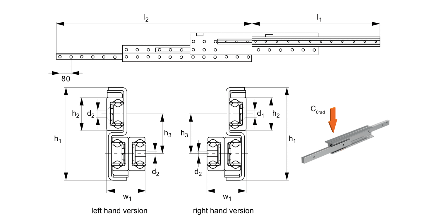 L1997 Extended Stroke Telescopic Slides
