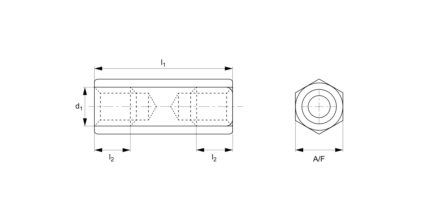 P0503.NP Female-Female Hexagon Spacers