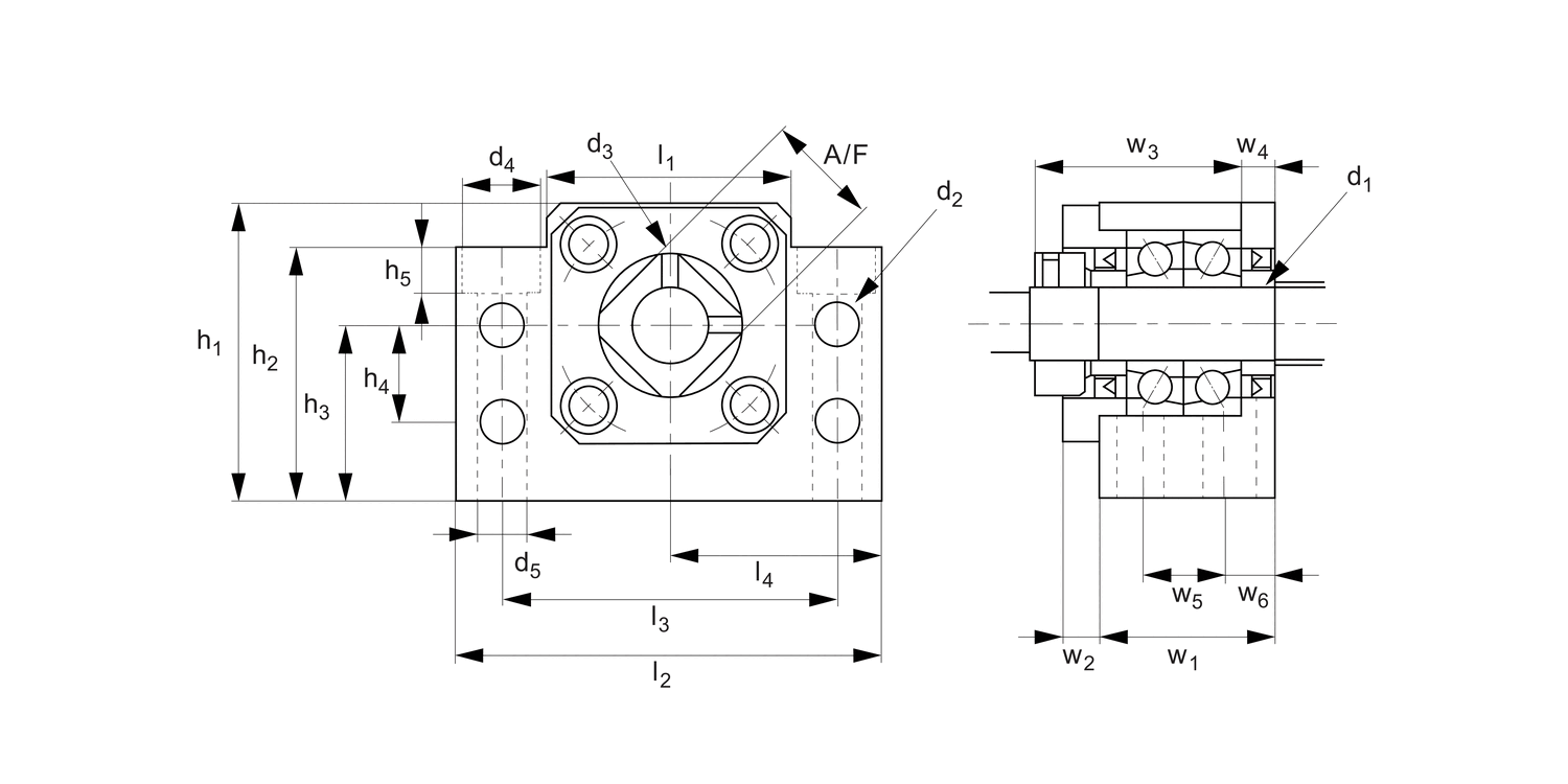 L1392 Fixed Rectangular Support Units (BK)