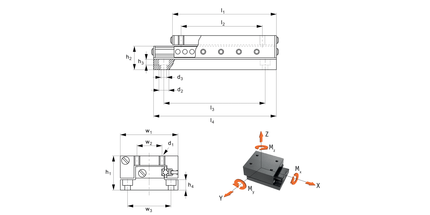 L1034 Flanged Ball Slide Assemblies