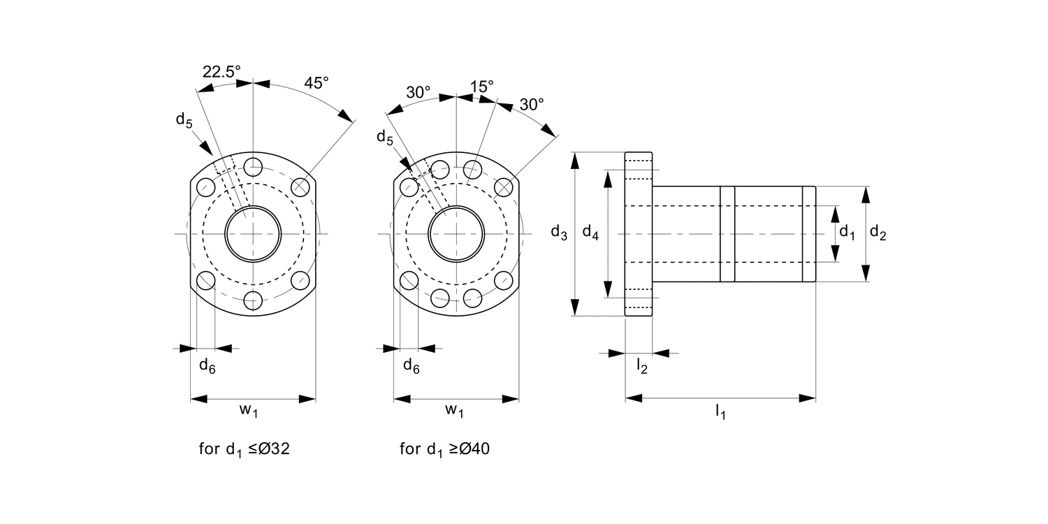 L1371.L Left Hand Flanged Double Ball Nuts
