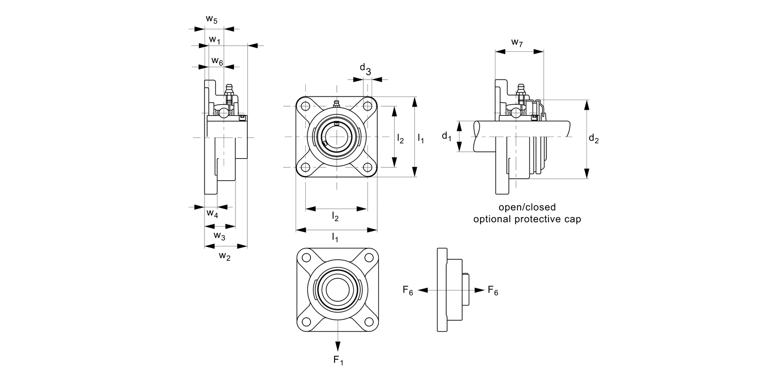 L1872 Stainless Square Flanged Bearing Units