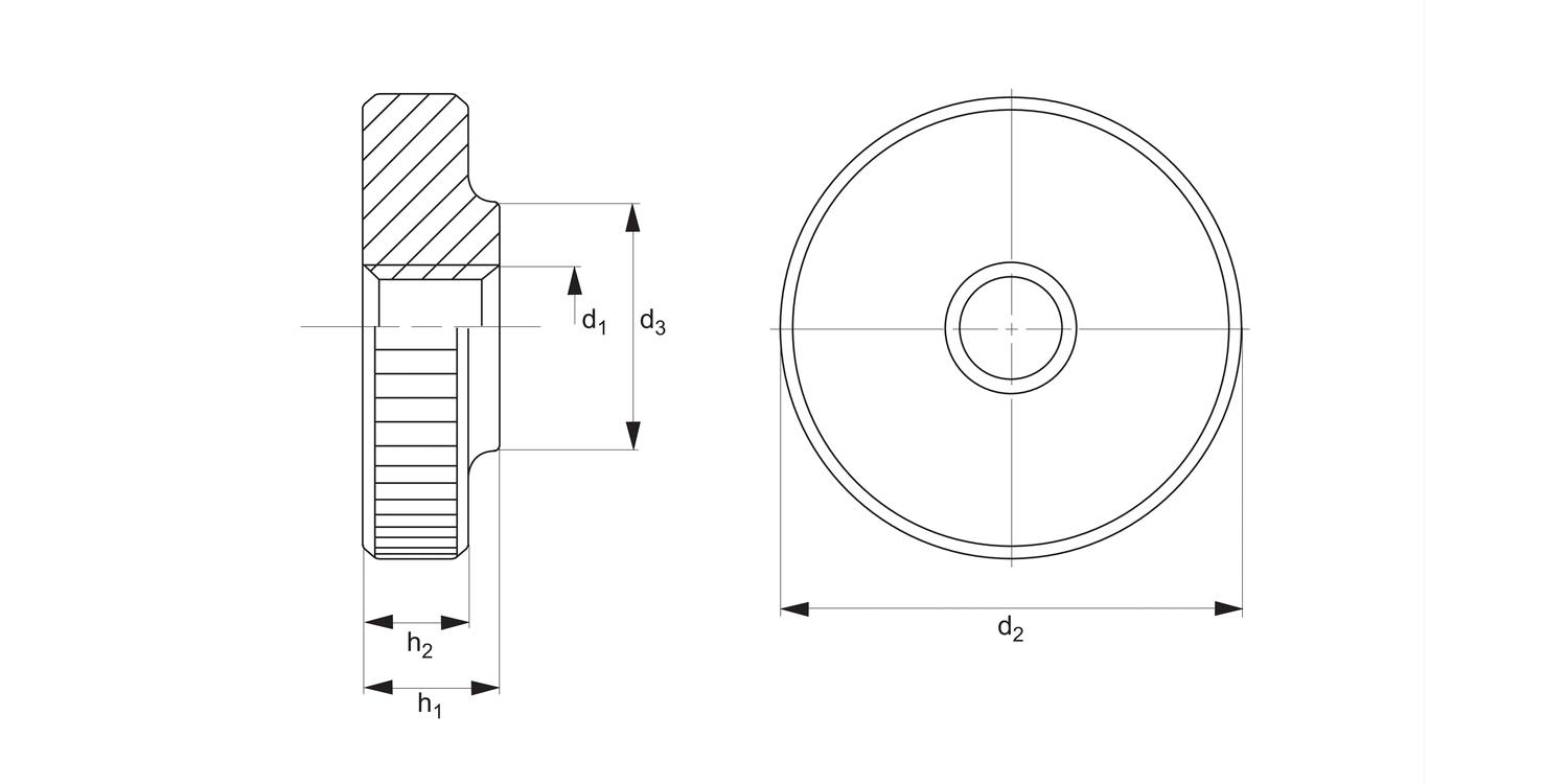 P0406.BL Flat Knurled Nuts