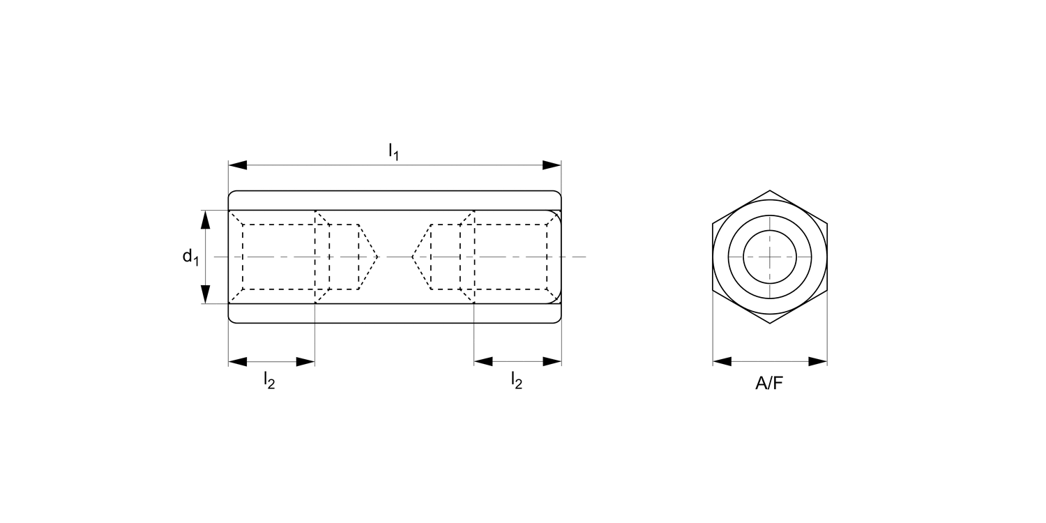 P0060.BR Brass Hexagonal Spacers