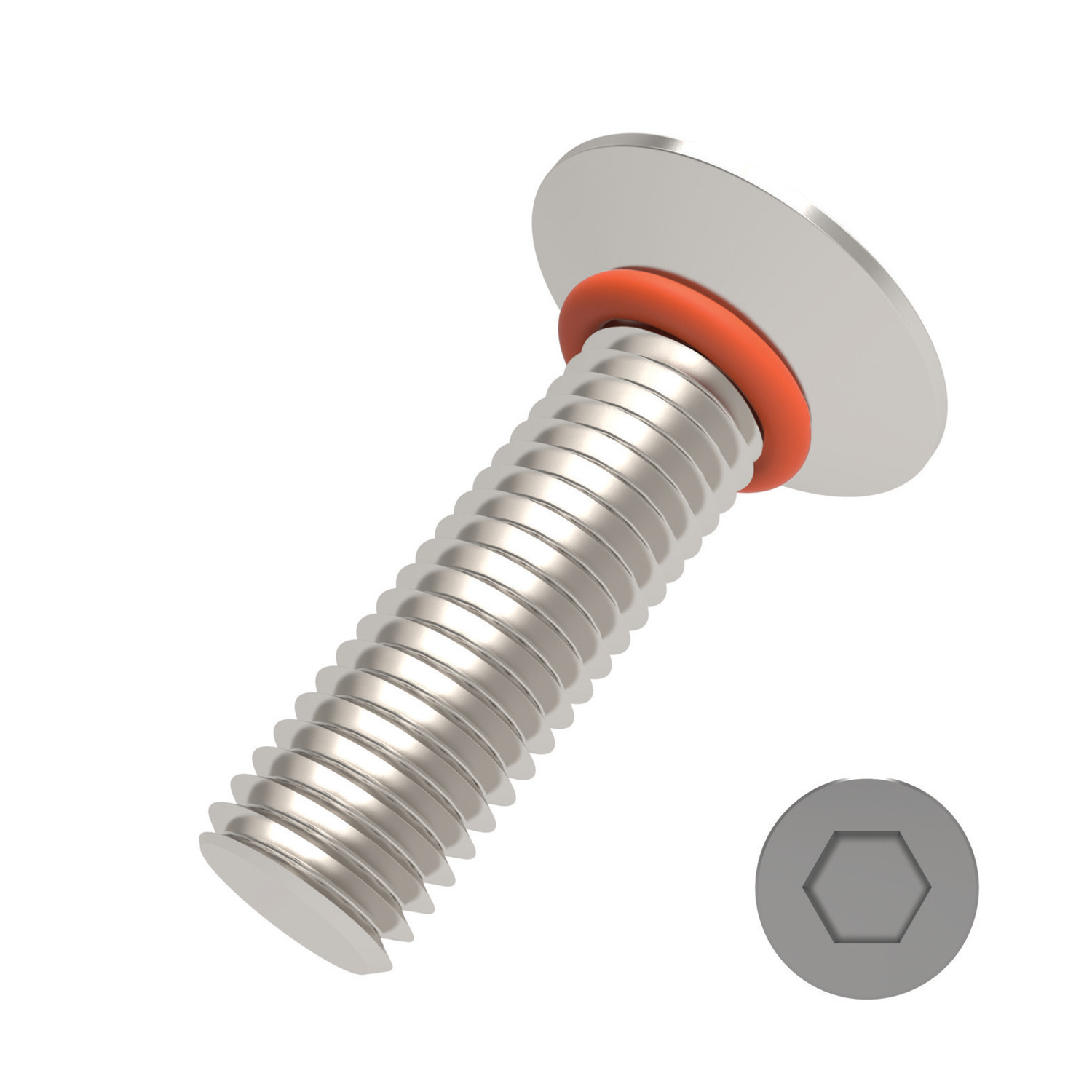 Countersunk Seal Screws Self-sealing screws, countersunk head with integral O ring groove to seal liquids and gases out and in. M3 to M10 A2 or A4 stainless steel.