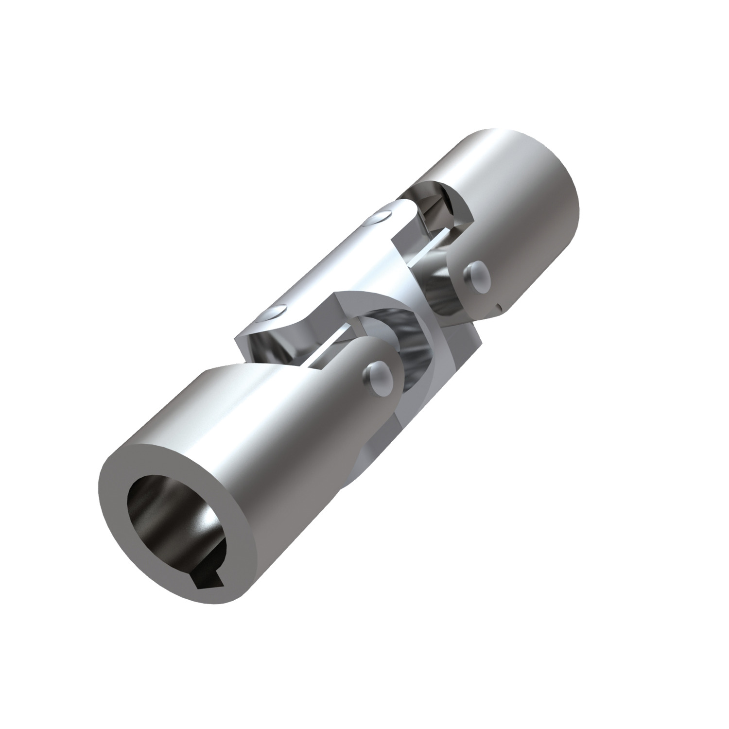 Stainless Double Universal Joint Stainless steel double universal joints. Manufactured to DIN 808. Maximum bending angle of 45° per joint. Round bore and keyway available.