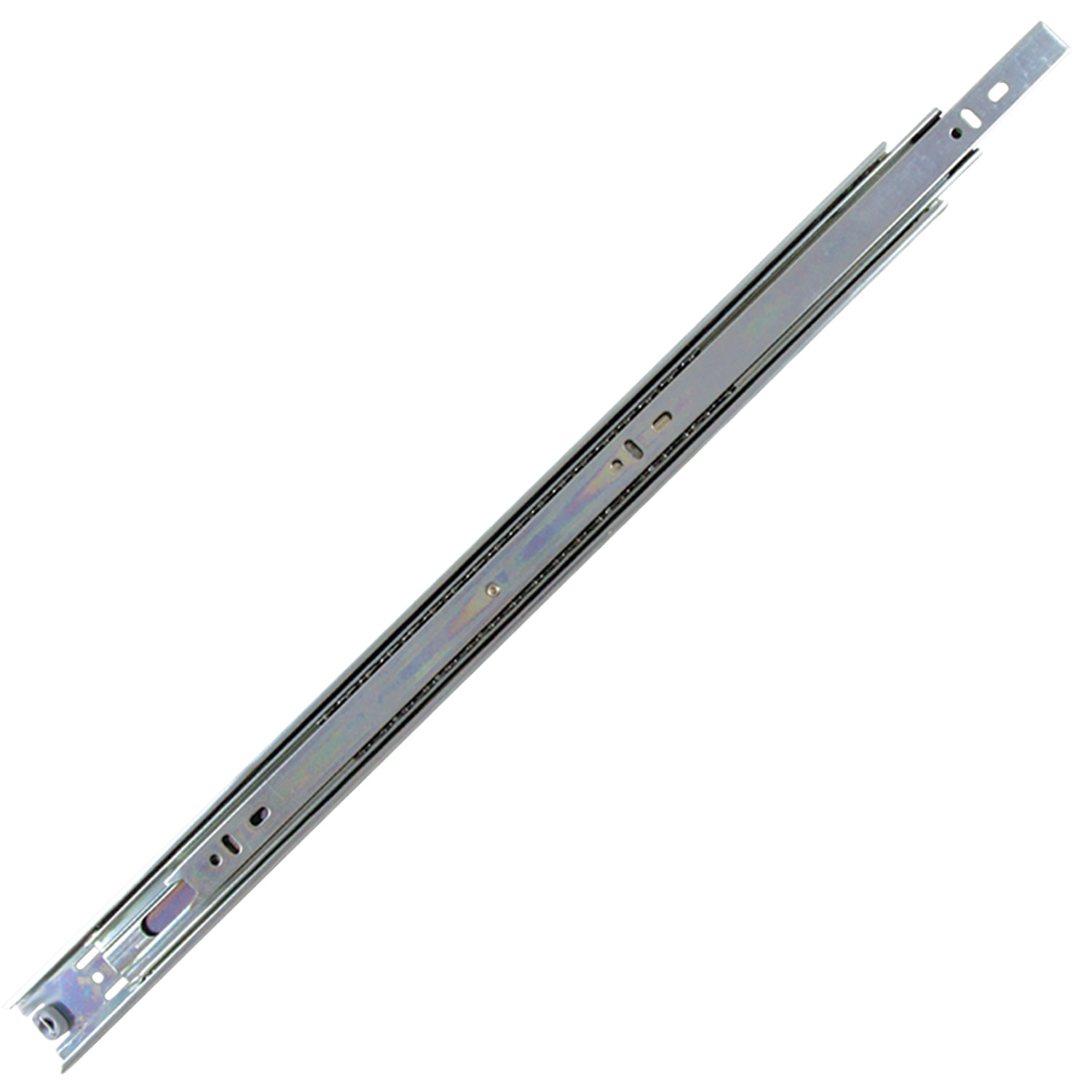 Drawer Slide - Full Extension Hold-in detent when slide closed. Positive stop. Rails can be disconnected via pressing disconnect lever. 30kg load per pair.