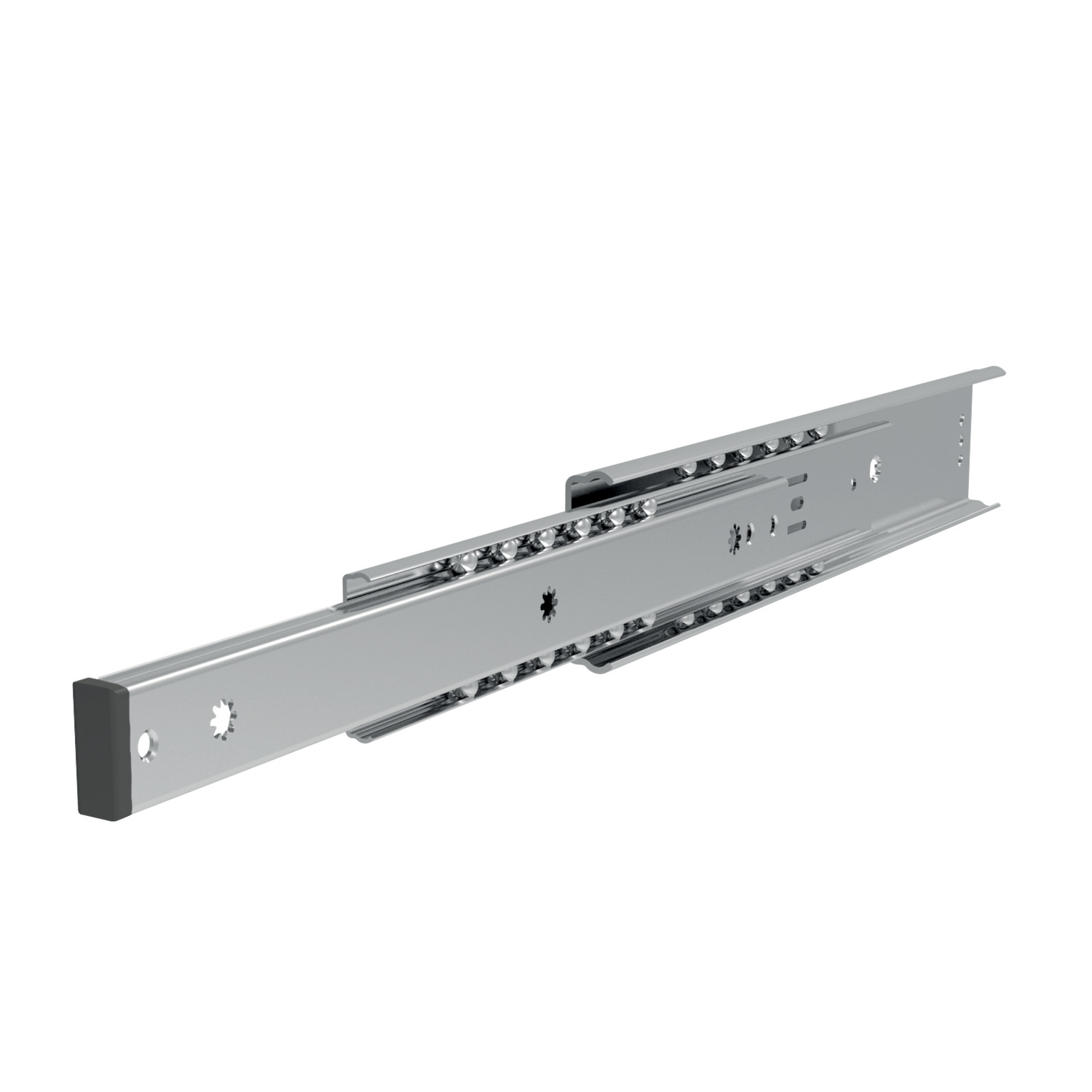 Fully Telescopic Drawer Slide Galvanized steel fully telescopic drawer slides. Friction locked in closed position. Fix rail with M4 countersunk screws. loads up to 40kg per pair.