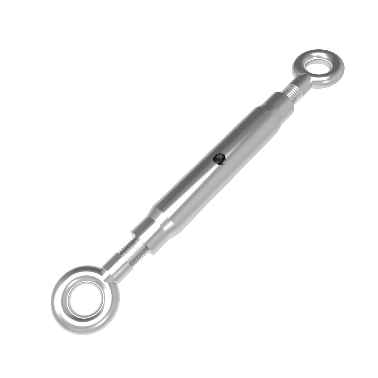 Eye End Pipe Body Turnbuckles A4 Stainless steel turnbuckles with eye end. Manufactured to DIN 1478. Sizes ranging from M6 to M20. Lengths from 110mm to 200mm.