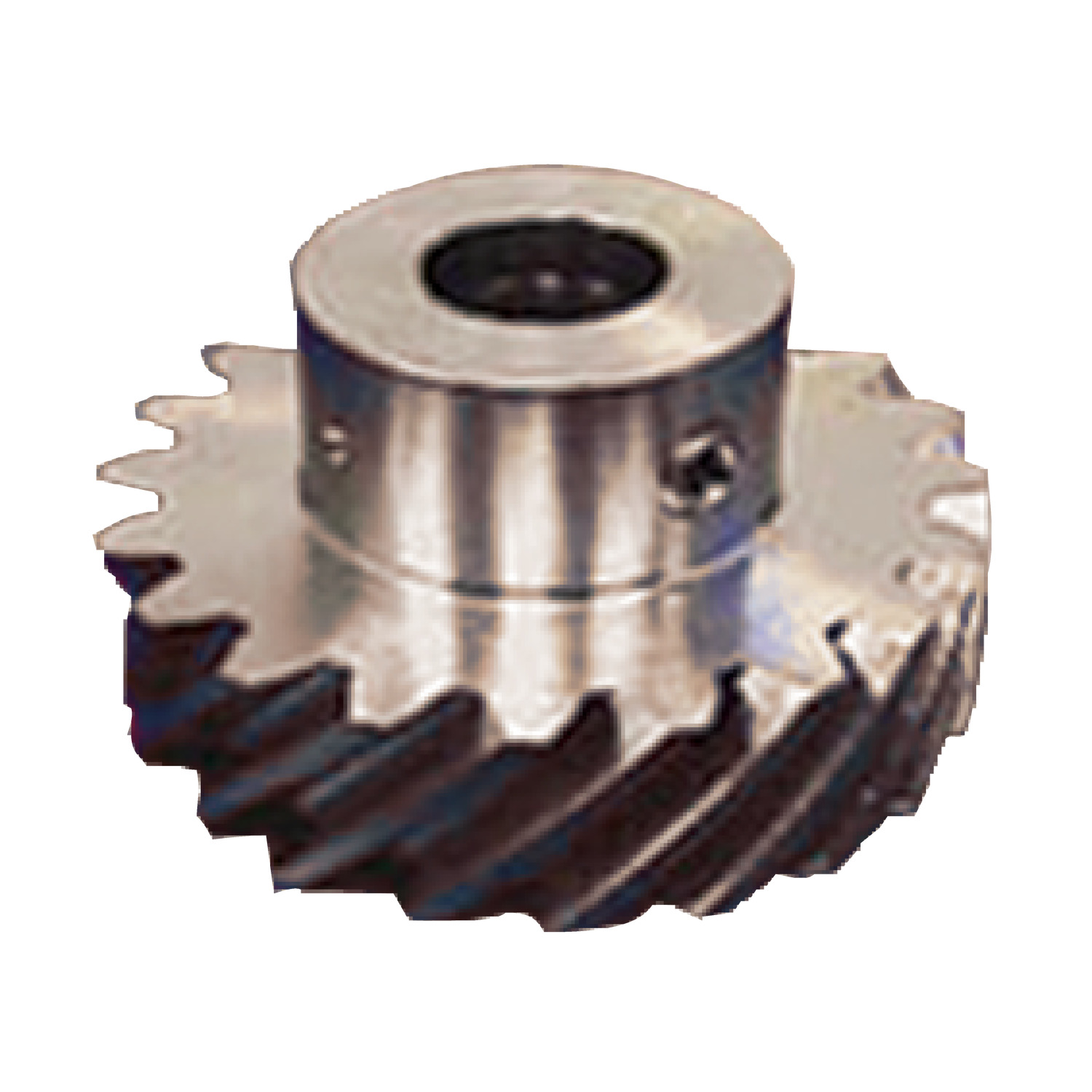 Helical Gears Helical gears are one type of cylindrical gears with slanted tooth trace. A large surface contact ratio helps dampen vibration in transmissions of large forces. Available in siezes 0.4 - 1.5, in stainless steel or alimunium as well as with or without pinhub.