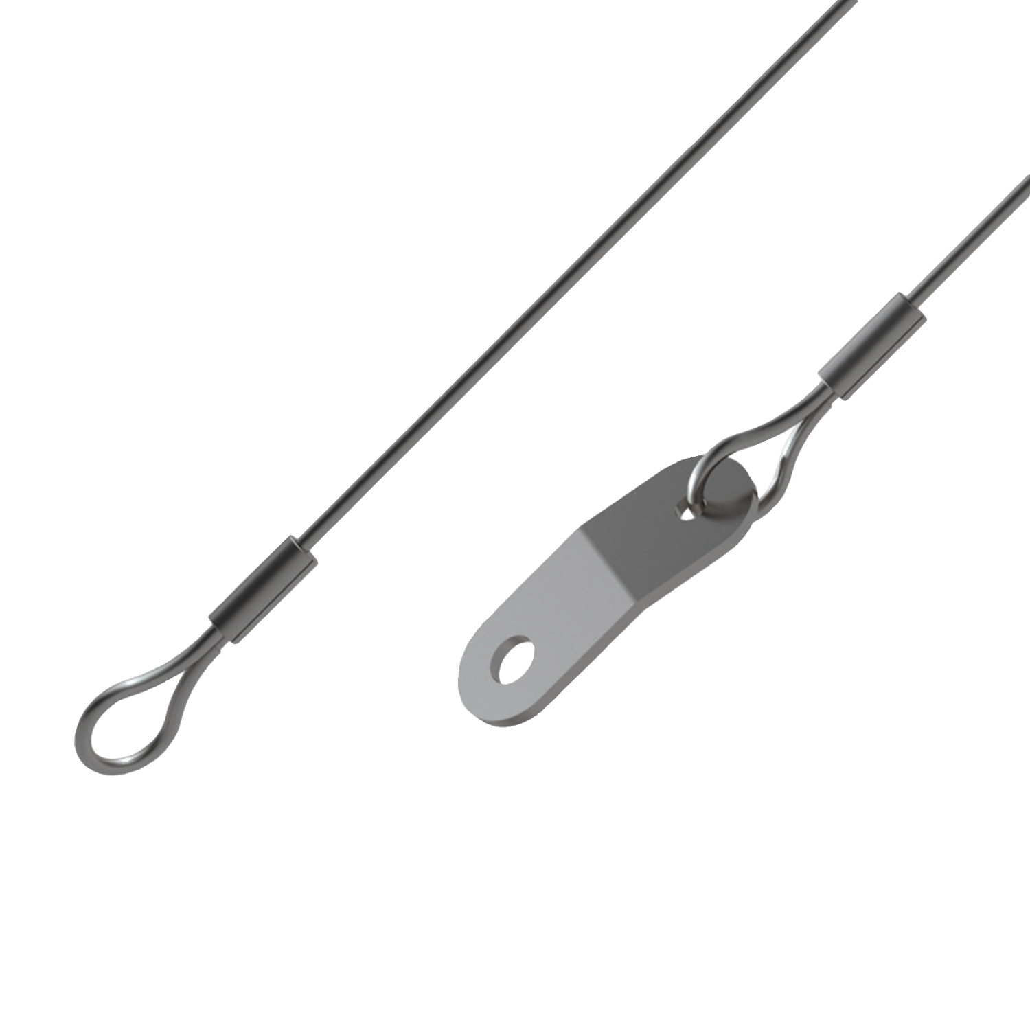 Product P1254, Lanyard - Loop to Rectangular Tab tab and crimps stainless steel / 
