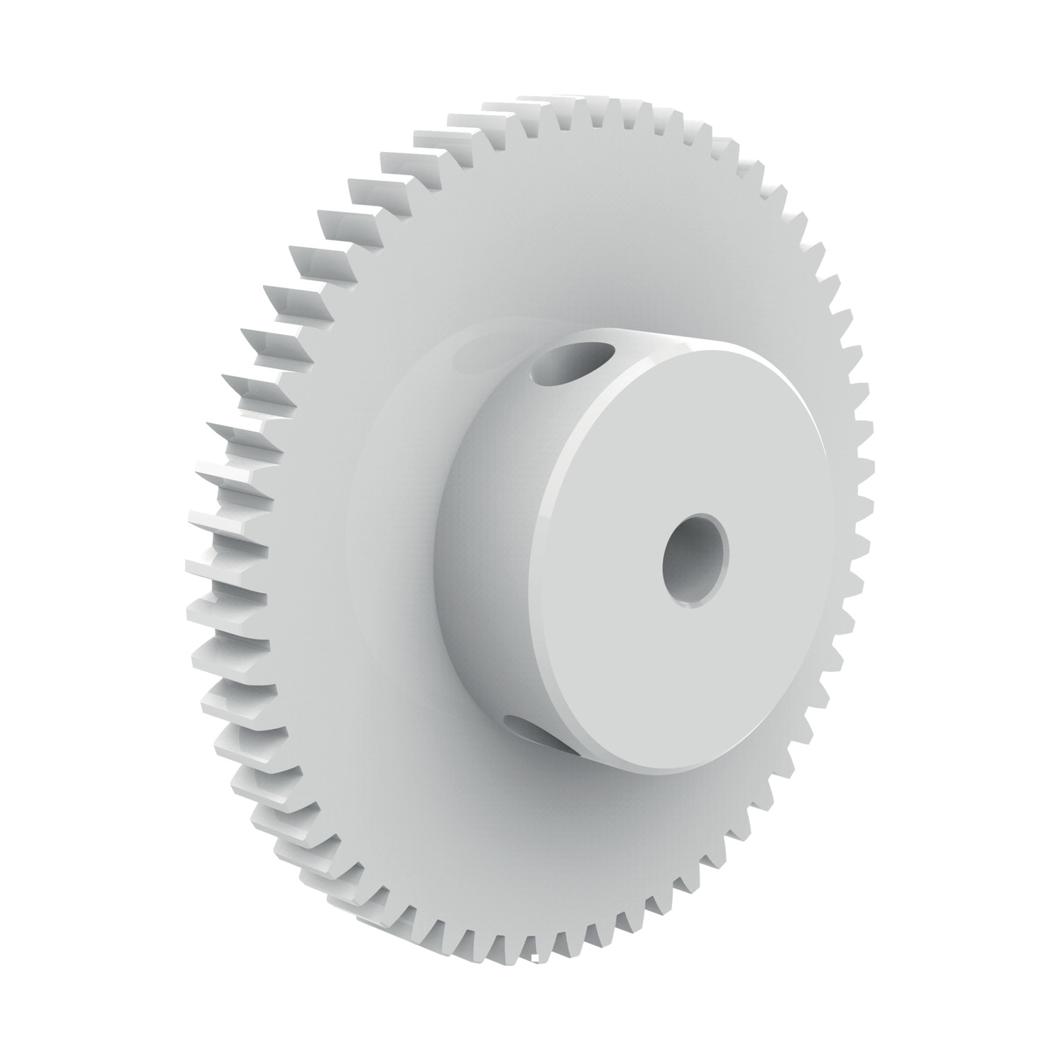 Product R5113, Spur Gears - Module 0.5 - Plastic white - set screw - 20-120 teeth / 