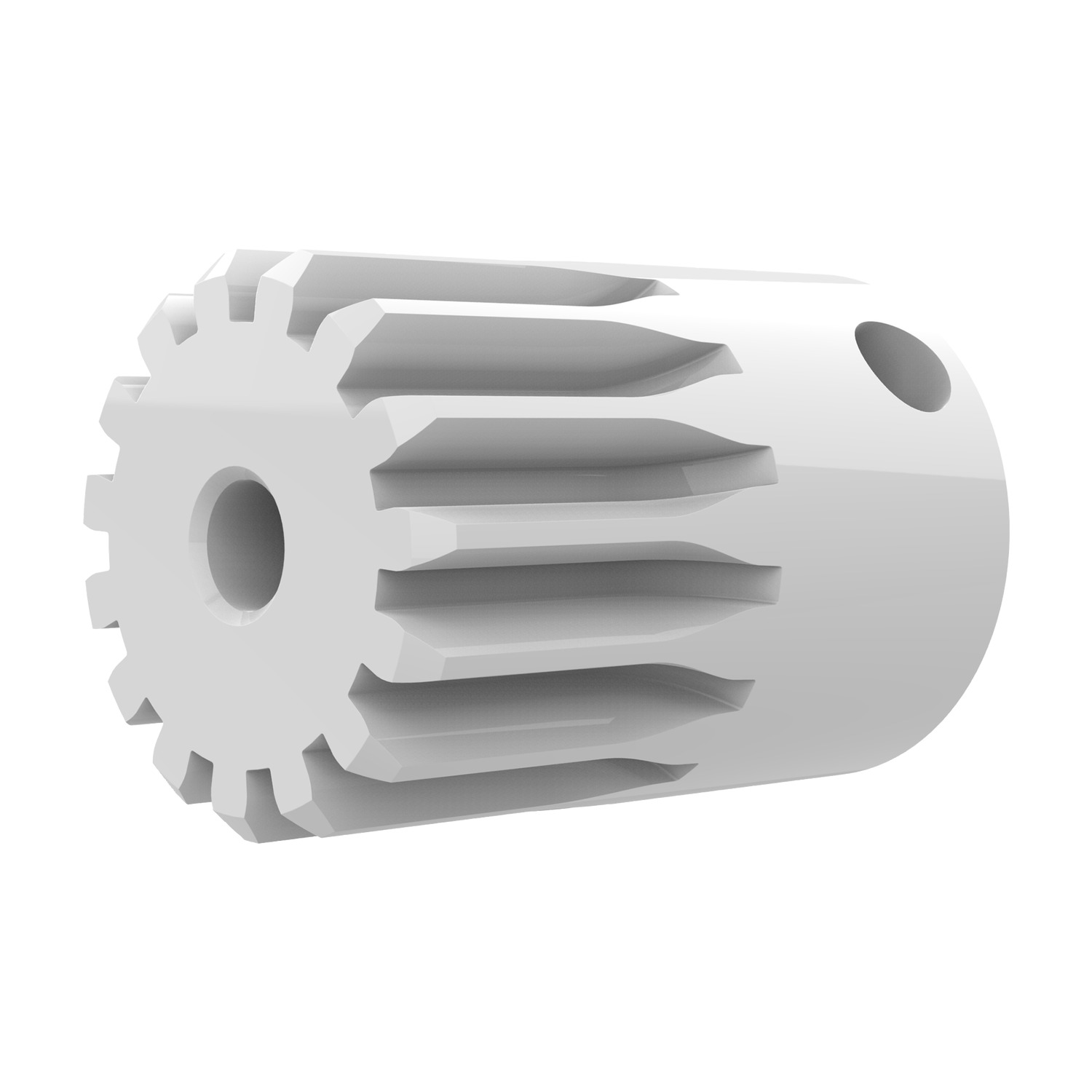 Product R5150, Spur Gears - Module 0.8 - Plastic white polyacetal - set screw - 14-15 teeth / 