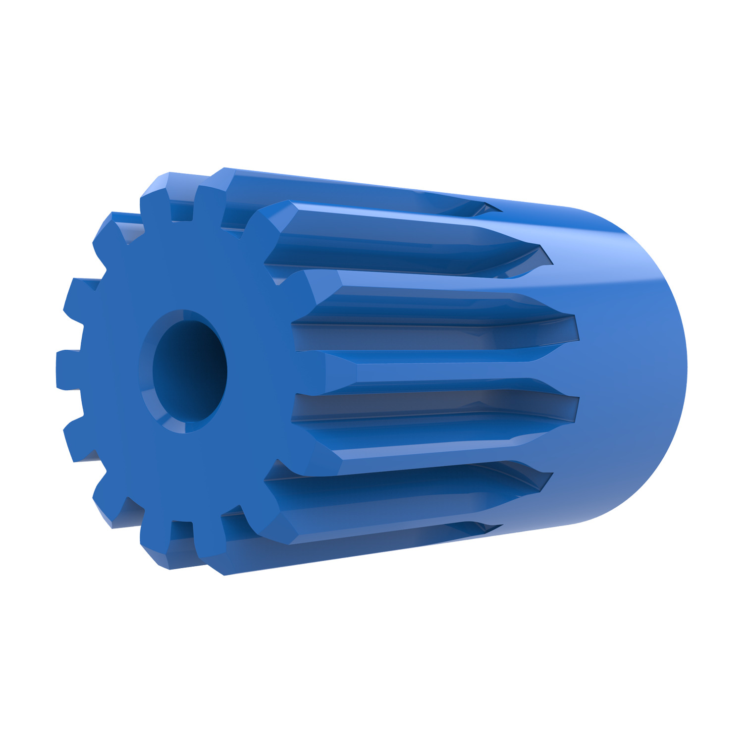 Product R5191, Spur Gears - Module 1.5 - Plastic blue polyacetal - 14 teeth / 