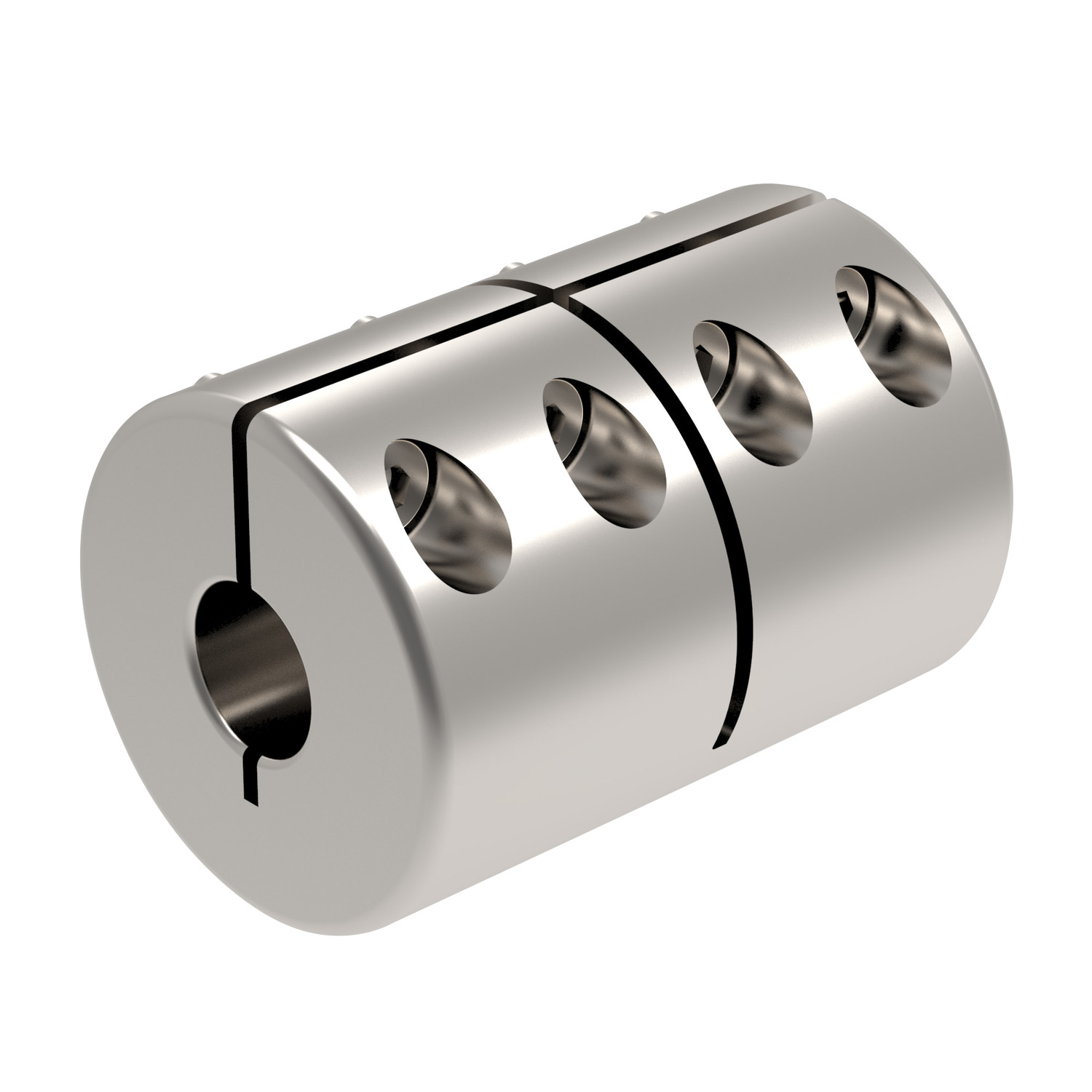 Product R3203, Rigid Shaft Coupling - One Piece Stainless, clamping, long / 