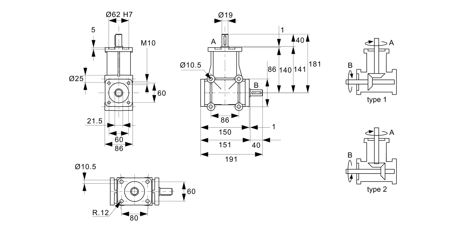R2330 Right Angle Drives - 2 Shafts