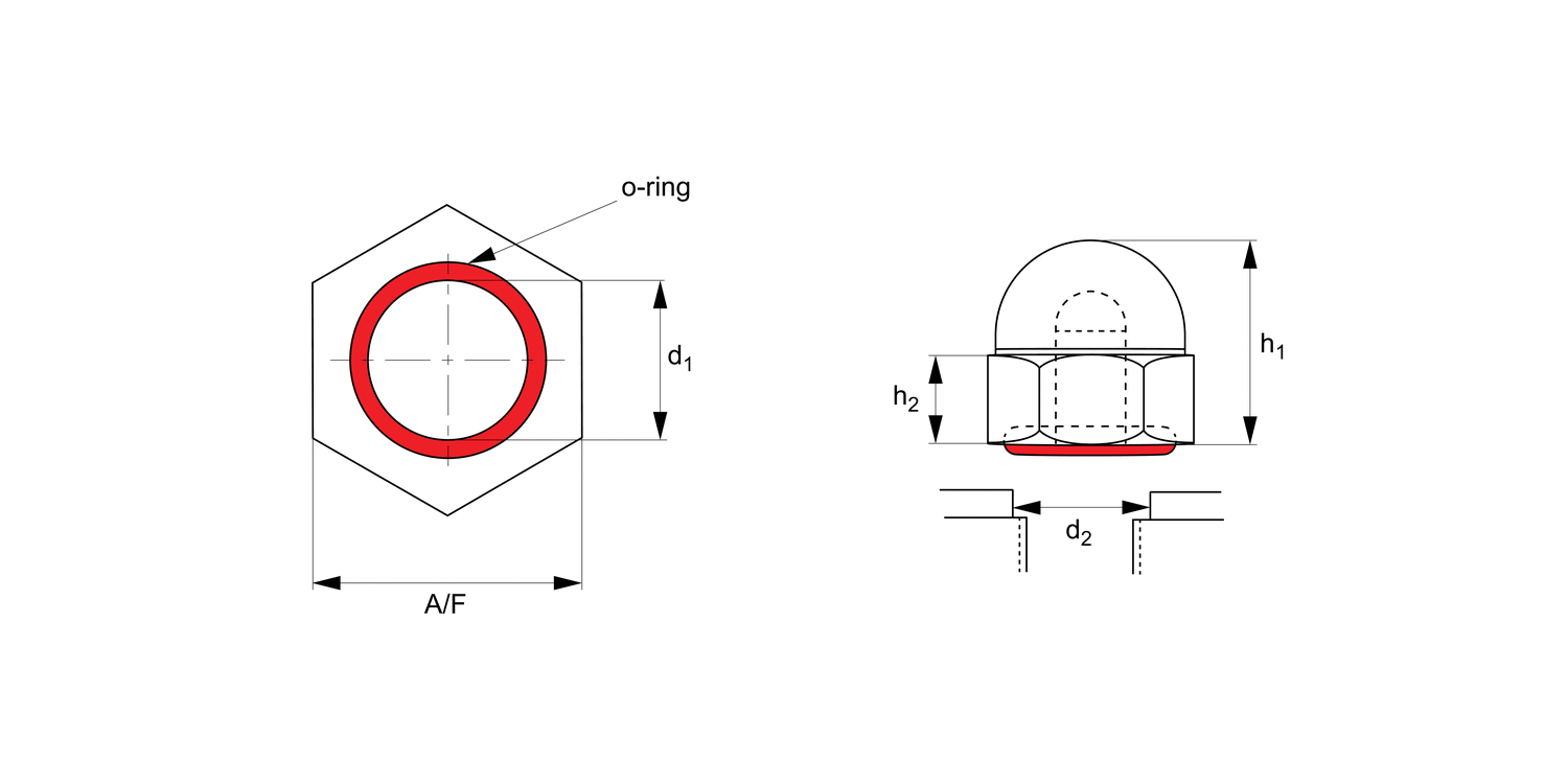 P0179 Integral Seal Domed Nuts