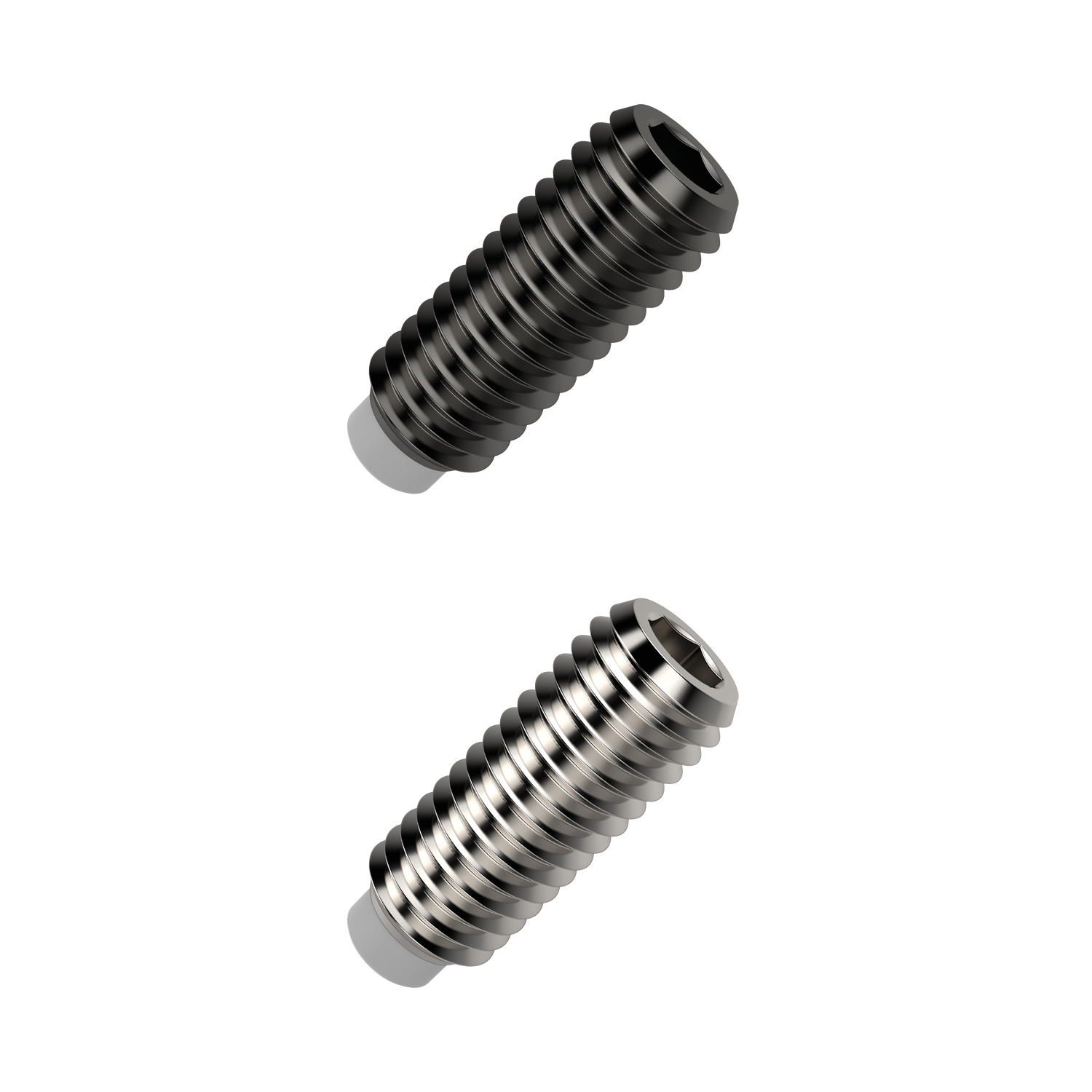 Thrust Screws - Plastic Pad Nylon tipped steel set screws. M4 to M12.