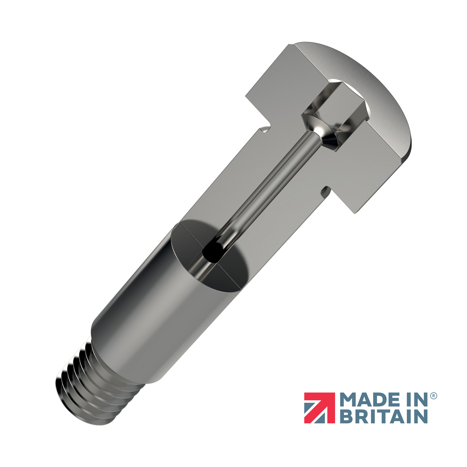 Vented Shoulder Screws - Cap Head Vented shoulder screws are ideal for attaching panels with precision alignment whilst also allowing trapped air to escape from the bottom of the hole. Shown here in AISI 316 series stainless steel but also available in 303 series stainless steel.