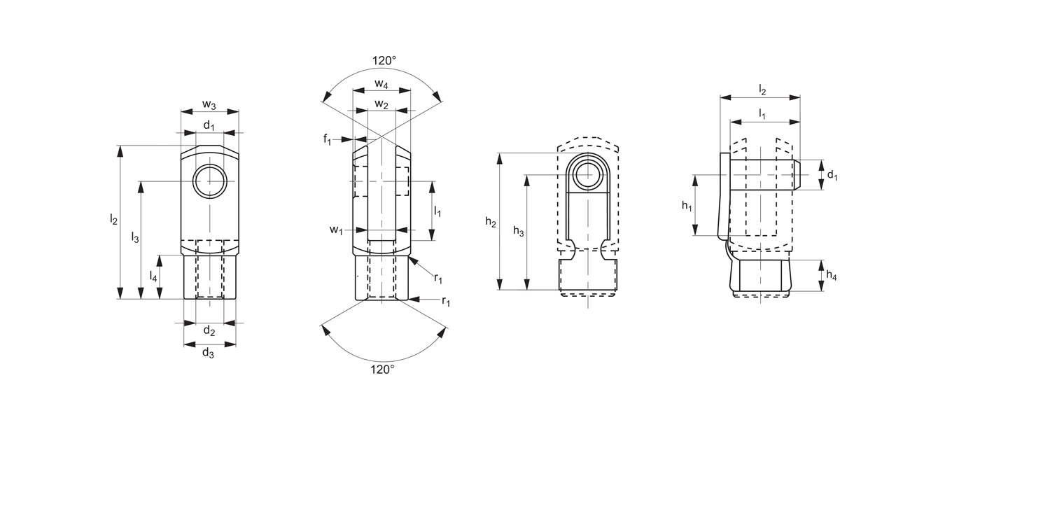 R3401 LH Clevis Joints with Retention Clip S/S