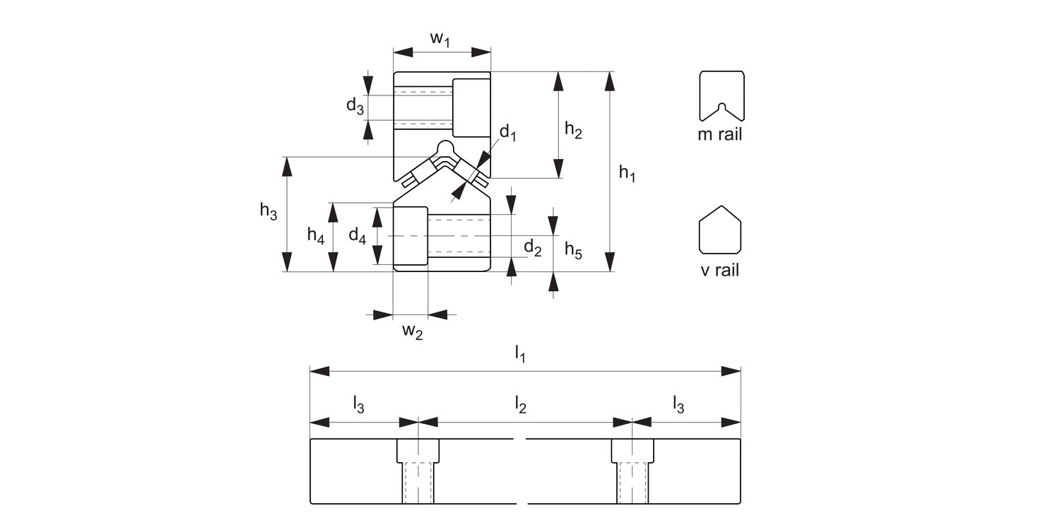 L1004.M Needle Roller Rail Sets - M rail