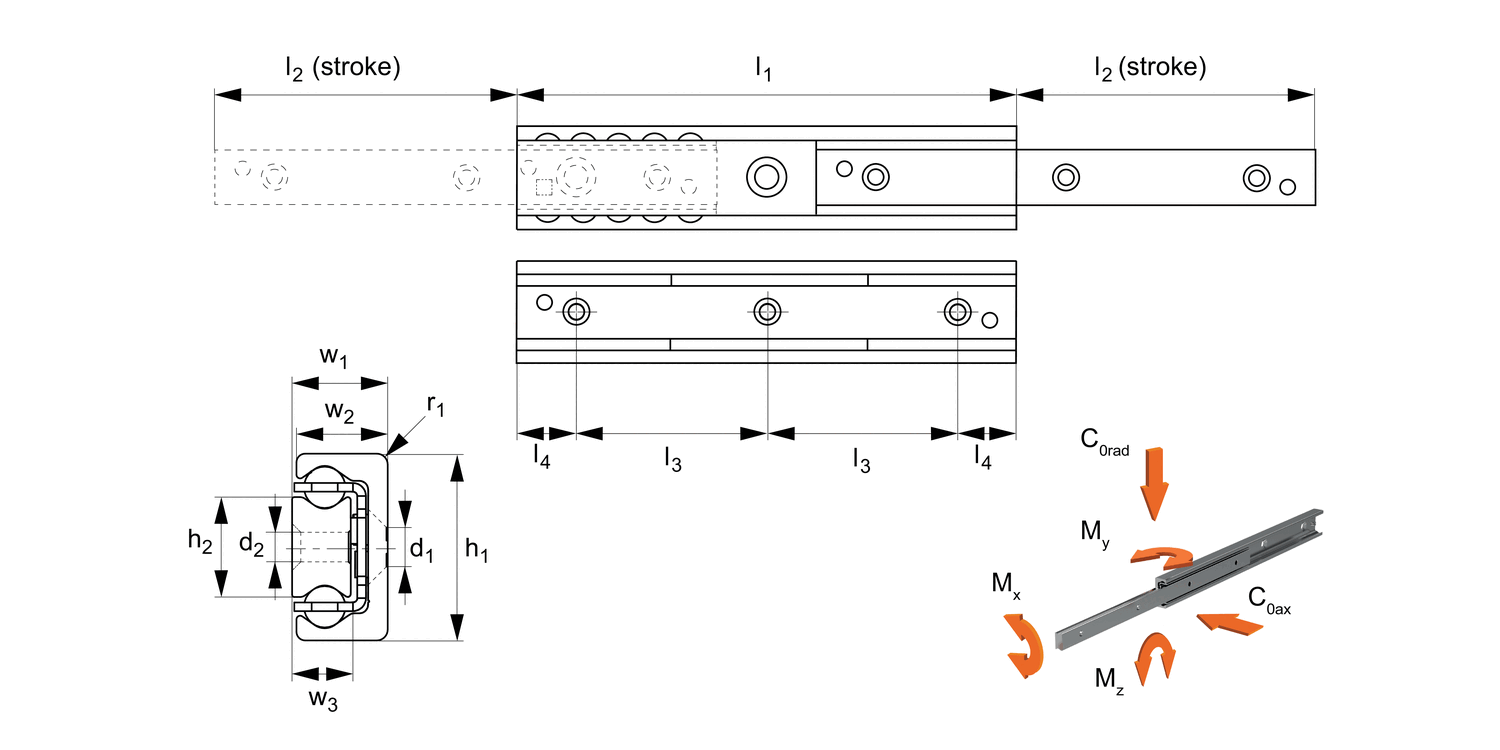L1994.43 Partially Telescopic Slides