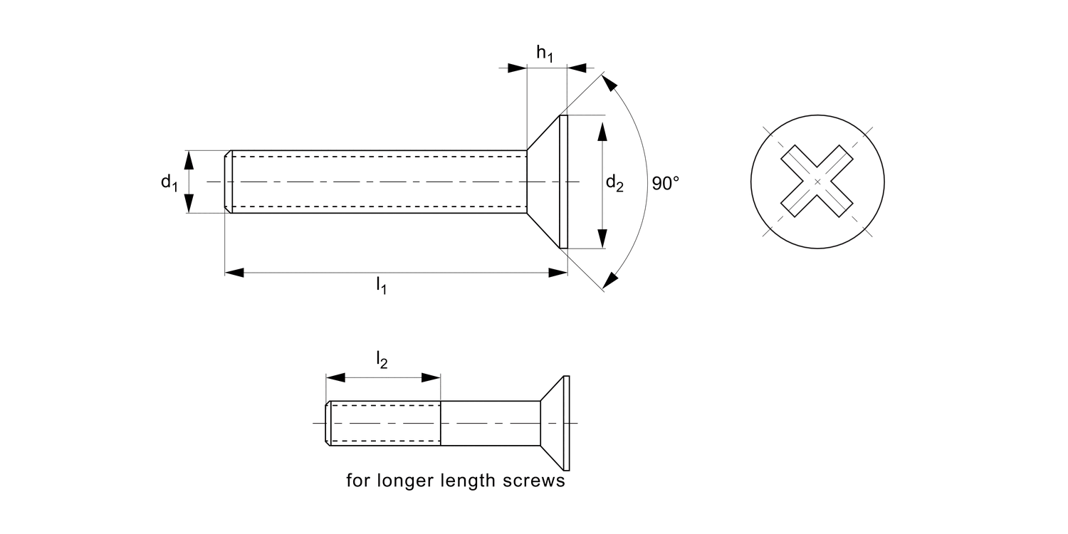 P0220.A2 Phillips Countersunk Machine Screws